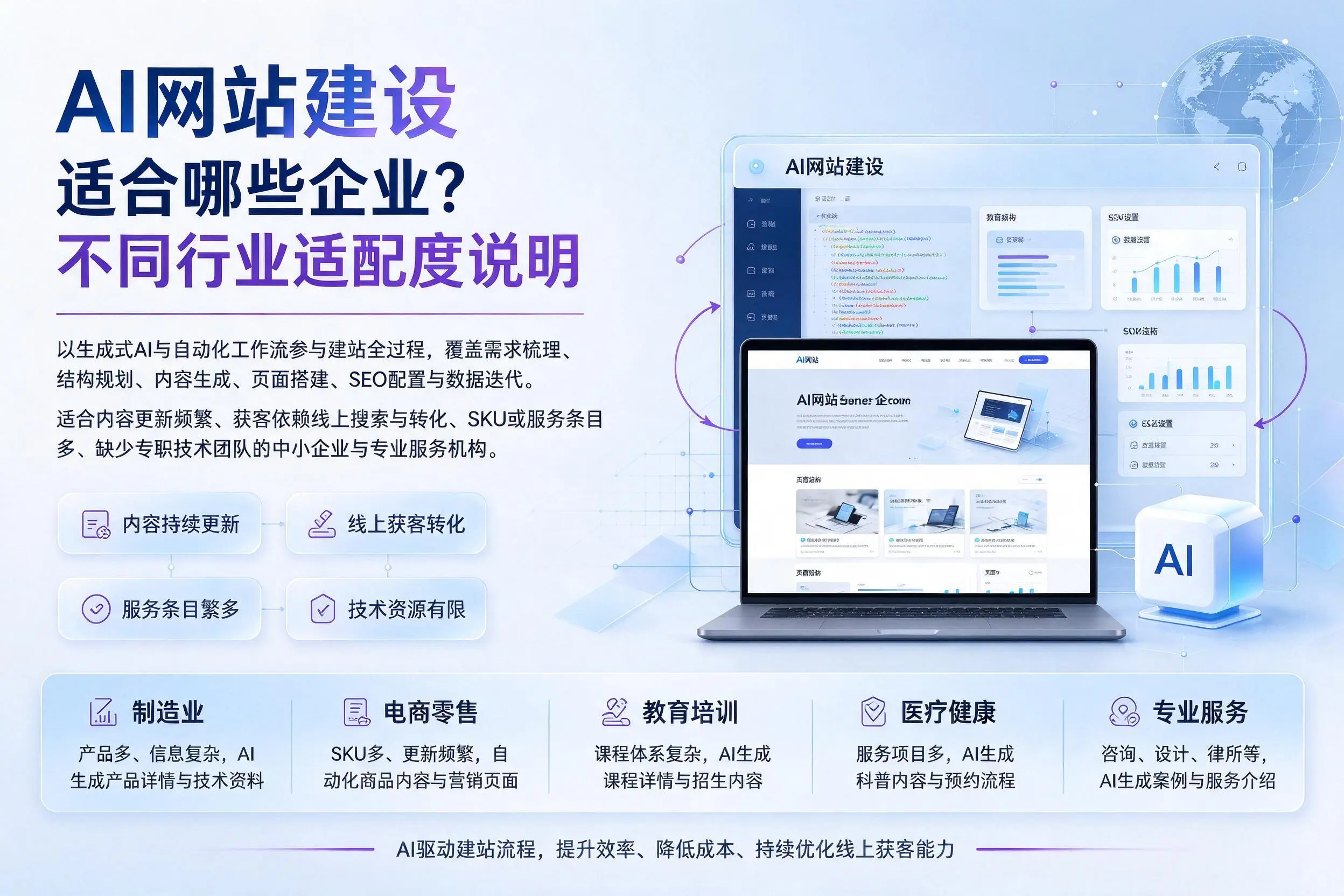 AI网站建设适合哪些企业?合肥不同行业适配度说明